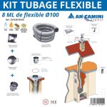 An camini kit tubage flexible �100 ? 8 m�tres ? double peau inox ? avec plaque de finition, chapeau chinois ...
