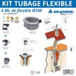 An camini kit tubage flexible inox �100 ? 6 m�tres ? avec plaque de finition, chapeau chinois et raccord ...