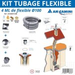An camini kit de tubage flexible inox ? �100 mm ? 4 m�tres ? avec plaque de finition, chapeau chinois ...