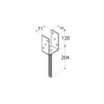 Ancrage de base de poteau 71x120x60mm dor�