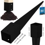 Ancrage au sol pour poteau en acier kotarbau� pour pergolas et tonnelles, 91 x 91 x 750 mm, noir