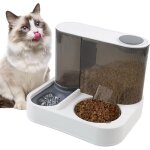 Andyou - distributeur automatique de nourriture et d'eau pour chat avec gamelle en acier inoxydable, ...