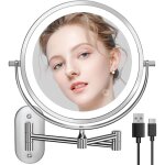 Andyou - miroir de maquillage mural de 8 pouces, rechargeable par usb, led, 3 lumi�res color�es, double ...