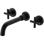 Andyou - mitigeur pour vasque en noir, fixation murale, 2 poign�es, robinet de salle de bains en laiton ...