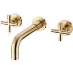 Andyou - mitigeur pour vasque en or bross�, fixation murale, 2 poign�es, robinet de salle de bains en ...