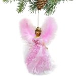 Ange de nol pour sommet de sapin ? figurine en plastique avec ailes en plumes ? dcoration lgante ...