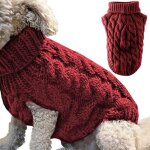 Animal de compagnie chien col roul tricot pull manteau hiver plus chaud paississement pull tricots ...