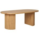 Altobuy ? table basse ovale mdf effet bois naturel ? dimensions 60x120xh45cm ? pieds relief pour �l�gance ...