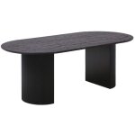 Ankara - table repas ovale pieds relief mdf effet bois fonc�