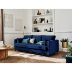Lisa design - anna - canap droit 3 places convertible avec poche en velours