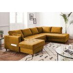 Lisa design - anna - canap� panoramique d'angle droit - 7 places - convertible avec coffre - en velours ...