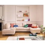 Lisa design - anna - canap� panoramique d'angle gauche 7 places convertible avec coffre en velours textur� ...