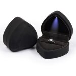 Anneau � led bo�te en forme de coeur en velours anneau bo�te de bague de mariage box, bo�tes � bijoux ...