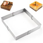Anneau de moule � g�teau carr�, moule de cuisson de g�teau de coupe de biscuit carr� en acier inoxydable ...