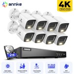 4k kit cam�ras de vid�osurveillance tourelle ext�rieures filaires, 8ch dvr et 8 cam�ras 8mp, vision nocturne ...