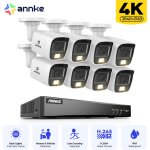Annke 4k kit de vidosurveillance extrieures filaires 8ch dvr, 8 camras 8mp, vision nocturne couleur ...