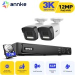 Annke kit vido surveillance extrieur 12mp nvr avec 2 camras dtection de personne alarme par e - mail ...