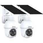 Anran - lot de 2 cam�ra de surveillance exterieure wifi 2. 4ghz 3mp sans fil solaire, alarme sonore, ...