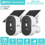 Anran - lot de 2 cam�ra de surveillance interieur / exterieur sans fil, 2k wifi pour s�curit� � domicile, ...