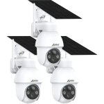 Anran - lot de3 cam�ra de surveillance exterieure wifi 2. 4ghz 3mp sans fil solaire, alarme sonore, audio ...