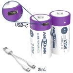 Ansmann lr15 usb - c pile rechargeable lr14 (c) li - ion 2500 mah 1. 5 v 2 pc(s)