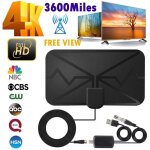Antenne num�rique int�rieure 4k 3600 miles, antenne tv num�rique dvb - t2 pour plusieurs cha�nes, noire ...