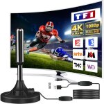 Antenne tv int�rieur puissante, nouveau pour 2025 antenne tnt int�rieur puissante, c�ble coaxial de 5m, ...