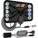 Antenne tv int�rieur tnt hd, 420km antenne hdtv num�rique longue port�e, amplificateur de signal cha�nes ...