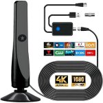 Antenne tv numrique, puissante antenne hdtv intrieure extrieure avec amplificateur, rception 360 ...