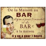 Antic line cr�ations - plaque en m�tal humour 21 x 15 cm de la maison au bar. . .