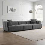 Anya xl - canap capitonn 4 places en velours gris