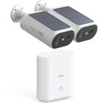 Aosu - 2k cam�ra surveillance ext�rieure sans fil, base + 2 cam, sans frais mensuels, 3mp wifi solaire ...