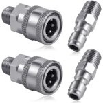 Aougo - 4 pices coupleur de nettoyeur haute pression, npt 1 / 4 pouce connecteur rapide en acier inoxydable ...