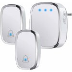 Sonnette sans fil extérieur Étanche ip44, sonnette de porte 300 mètres, kit de carillon avec led flash, ... Sonnette sans fil extérieur Étanche ip44, sonnette de porte 300 mètres, kit de carillon avec led flash, ...