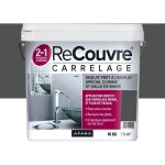 Enduit carrelage effet bton, salle de bain, cuisine, recouvre les joints, lisse et dcore, sans sous ...