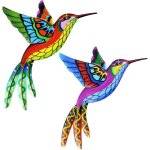 Apex lot de 2 d�corations murales colibris en m�tal, sculptures de colibris en fer forg� � suspendre, ...
