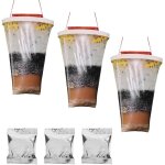 Apex 3 pi�ces piege a mouche interieur exterieur kit, red top fly traps, transparent recharge piege a ...