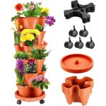Apex lot de 6 pots de fleurs empilable, jardini�re en tour, pot de fleurs design, couleur terre cuite, ...