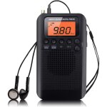 Apex mini radio portable am / fm st�r�o � r�glage num�rique avec �couteurs, r�veil et minuterie (noire) ...