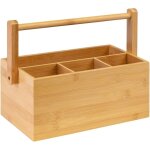 Apex panier de rangement pour couverts en bois massif - avec poign�e - 4 compartiments - bo�te de rangement ...