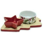 App�toper 2 places avec des bols en c�ramique base bamboo arbre de no�l id�e cadeau