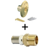 Applique pour fixation de robinet de jardin - tube multicouche Ø16 - raccord à sertir mâle fixe 1 / 2 ... Applique pour fixation de robinet de jardin - tube multicouche Ø16 - raccord à sertir mâle fixe 1 / 2 ...