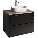 Aqualine - altair vanity unit� avec planche 78, 5 cm, noir mat / oak emporio