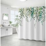 Aquarelle botanique feuilles vertes rideau de douche plantes branche bouquet motif floral eucalyptus ...