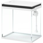 Pawhut - aquarium en verre 14l - systme de filtration, clairage led, pompe  eau, couvercle - blanc ...