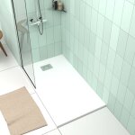 Aquasani - receveur de douche 140x80x4 blanc avec grille en inox poli et bonde extra - plate base