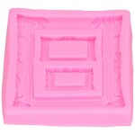 Aqxreight moule en silicone cadre photo r�tro, outil de d�coration de g�teau fondant rose (pink)