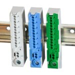 Ar - bornier b rette grise + bleu + vert - 80a - raccordement automatique 15 trous (12x12, 5 + 2x14 ...