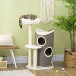 Tanant - arbre à chat 109cm avec griffoir et lit pour chat, colonnes en sisal, moderne en blanc gris ... Tanant - arbre à chat 109cm avec griffoir et lit pour chat, colonnes en sisal, moderne en blanc gris ...