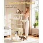 Arbre � chat de 153 cm, spacieux et stable, avec 6 griffoir, 1 grande niche pour chat, 3 grandes plateformes, ...